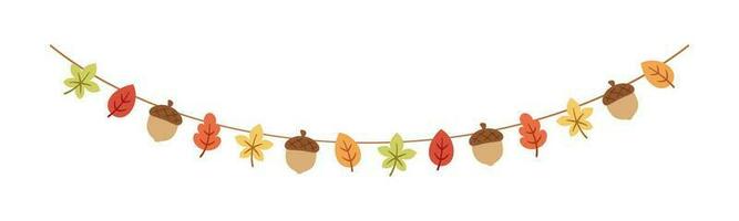 Autumn garland, graphic elements for Fall and Thanksgiving season. Vector isolated on white background.