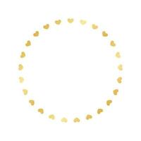 Golden round frame made with heart pattern. Gold Valentines Day Border Template, elegant wedding invitation card vector illustration