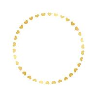 Golden round frame made with heart pattern. Gold Valentines Day Border Template, elegant wedding invitation card vector illustration