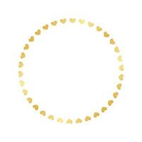 Golden round frame made with heart pattern. Gold Valentines Day Border Template, elegant wedding invitation card vector illustration