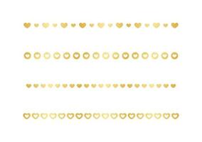 Gold Valentines Heart Pattern Separator Border Set, Golden Elegant Romantic Page Text Divider vector