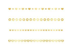 Gold Valentines Heart Pattern Separator Border Set, Golden Elegant Romantic Page Text Divider vector