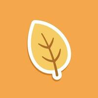 Cute autumn leaf sticker design with white outline. Simple flat icon logo vector illustration design.