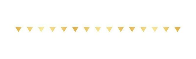 Gold Triangle Flags Pattern Separator Border, Golden Elegant Romantic Page Text Divider vector