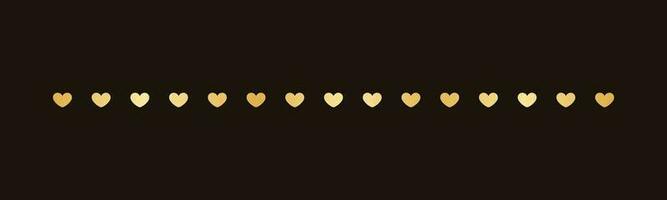 Gold Valentines Heart Pattern Separator Border, Golden Elegant Romantic Page Text Divider vector