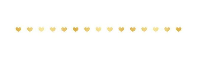 Gold Valentines Heart Pattern Separator Border, Golden Elegant Romantic Page Text Divider vector