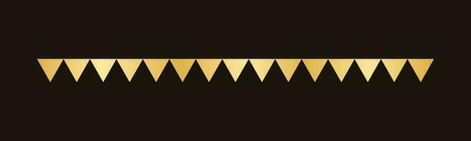 Gold Triangle Flags Pattern Separator Border, Golden Elegant Romantic Page Text Divider vector