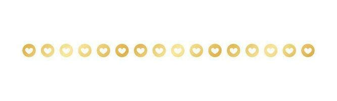 Gold Valentines Heart Pattern Separator Border, Golden Elegant Romantic Page Text Divider vector