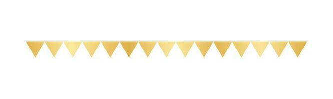 Gold Triangle Flags Pattern Separator Border, Golden Elegant Romantic Page Text Divider vector