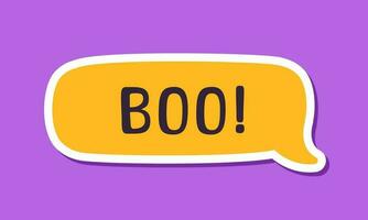 Speech bubble with text Boo digital sticker sound effect vector illustration