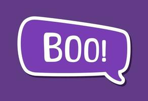 Speech bubble with text Boo digital sticker sound effect vector illustration