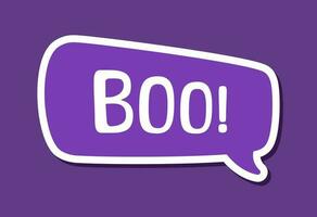 Speech bubble with text Boo digital sticker sound effect vector illustration