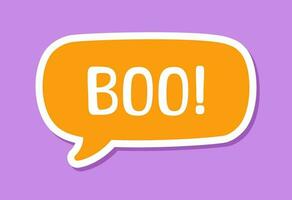 Speech bubble with text Boo digital sticker sound effect vector illustration