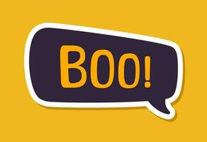 Speech bubble with text Boo digital sticker sound effect vector illustration