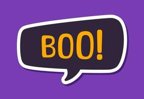 Speech bubble with text Boo digital sticker sound effect vector illustration