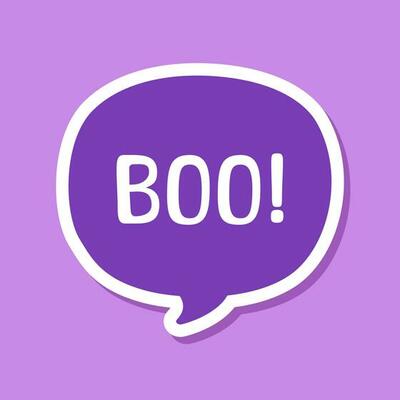 Speech bubble with text Boo digital sticker vector illustration