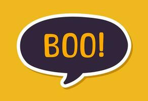 Speech bubble with text Boo digital sticker sound effect vector illustration