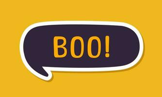 Speech bubble with text Boo digital sticker sound effect vector illustration