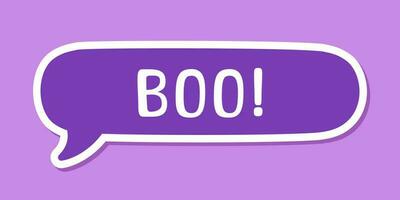 Speech bubble with text Boo digital sticker sound effect vector illustration