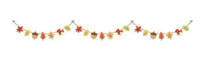 Autumn garland, graphic elements for Fall and Thanksgiving season. Vector isolated on white background.