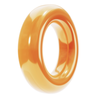 3d abstract vorm gouden donut geometrisch. realistisch glanzend kleur luxe sjabloon decoratief ontwerp illustratie. minimalistische helder mockup geïsoleerd transparant PNG