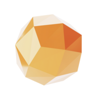 3d element abstract polygon ball golden geometric shape. Realistic glossy luxury template decorative design illustration. Minimalist bright volumed mockup isolated transparent png