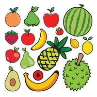 Fruits and berries icons set. Vector illustration in flat style.