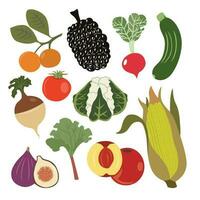 vegetales y frutas aislado en blanco antecedentes. vector ilustración.