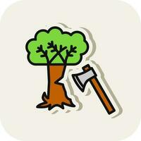 Tree cutting Vector Icon Design