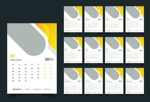 Wall Calendar 2024 Template Design vector