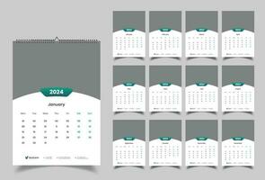 Wall Calendar 2024 Template Design vector