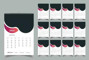 Wall Calendar 2024 Template Design vector