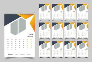 Wall Calendar 2024 Template Design vector