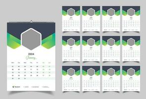 Wall Calendar 2024 Template Design vector