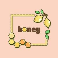 Frame With Lemon and Honeycombs vector