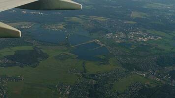 Moscow suburbs from descending airplane video