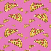 Cute Pizza Food Cartoon perfect seamless pattern background for wrapping paper, graphic print, fabric, textile or apparel vector