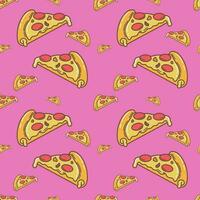 Cute Pizza Food Cartoon perfect seamless pattern background for wrapping paper, graphic print, fabric, textile or apparel vector