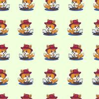 Cute Fox Kawaii Cartoon perfect seamless pattern background for wrapping paper, graphic print, fabric, textile or apparel vector