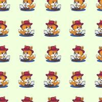 Cute Fox Kawaii Cartoon perfect seamless pattern background for wrapping paper, graphic print, fabric, textile or apparel vector