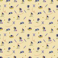 Cute Space Astrounaut Seamless Pattern Background for textile, apparel or wrapping paper graphic print vector