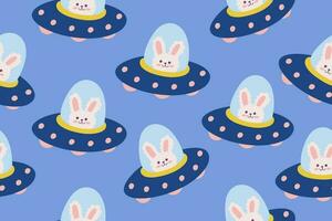 Kawaii Outer Space Seamless Pattern Background. Cute Cosmic Galaxy themed for apparel, textile and wrapping paper vector