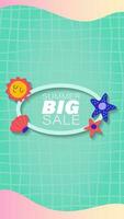 Summer sale social media story.  Vertical template post for reel promotion content vector