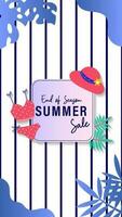 Summer sale social media story.  Vertical template post for reel promotion content vector