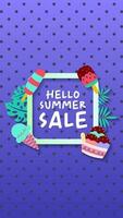 Summer sale social media story.  Vertical template post for reel promotion content vector