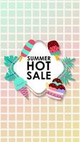 Summer sale social media story.  Vertical template post for reel promotion content vector