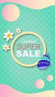 Summer sale social media story.  Vertical template post for reel promotion content vector