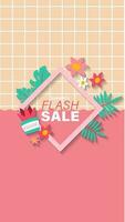 Summer sale social media story.  Vertical template post for reel promotion content vector