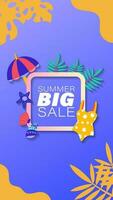 Summer sale social media story.  Vertical template post for reel promotion content vector