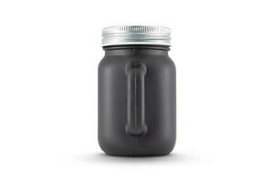 Black glass scented candle jar mockup isolated on white background photo